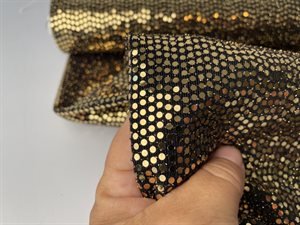 Dansestof - guld pailletter på sort bund